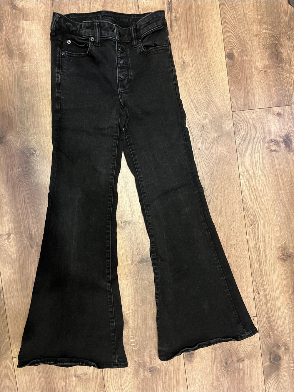 American Eagle Outfitters Black Flared High-Rise Jeans